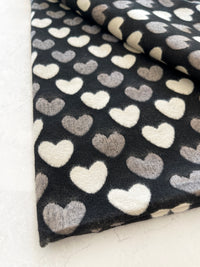 LARGE BLACK HEART PRINT REVERSIBLE CASHMERE WINTER SHAWL BLANKET SCARF