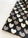 LARGE BLACK HEART PRINT REVERSIBLE CASHMERE WINTER SHAWL BLANKET SCARF