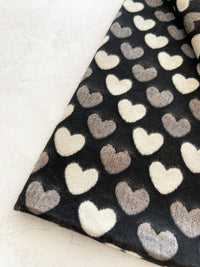 LARGE BLACK HEART PRINT REVERSIBLE CASHMERE WINTER SHAWL BLANKET SCARF