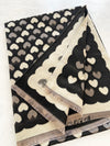 LARGE BLACK HEART PRINT REVERSIBLE CASHMERE WINTER SHAWL BLANKET SCARF