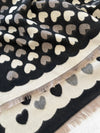 LARGE BLACK HEART PRINT REVERSIBLE CASHMERE WINTER SHAWL BLANKET SCARF