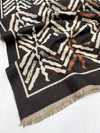 LARGE BLACK RETRO PRINT REVERSIBLE WOOL WINTER SHAWL BLANKET SCARF
