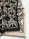 LARGE BLACK RETRO PRINT REVERSIBLE WOOL WINTER SHAWL BLANKET SCARF