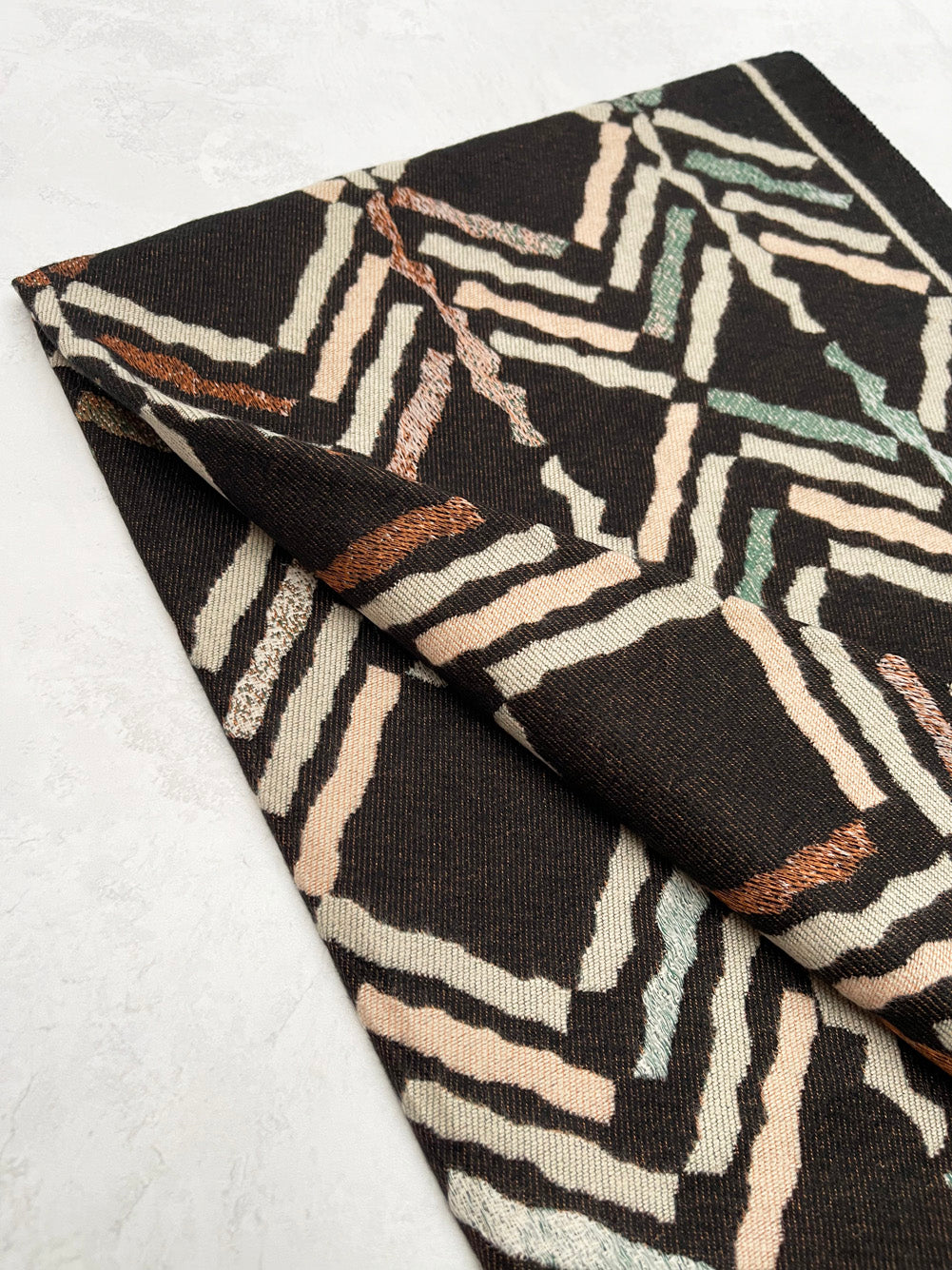 LARGE BLACK RETRO PRINT REVERSIBLE WOOL WINTER SHAWL BLANKET SCARF