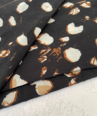 LARGE BLACK WOOL SPOTTY LEOPARD PRINT SCARF