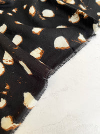 LARGE BLACK WOOL SPOTTY LEOPARD PRINT SCARF