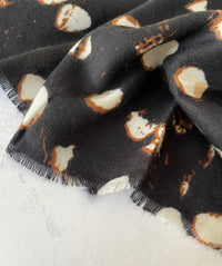 LARGE BLACK WOOL SPOTTY LEOPARD PRINT SCARF