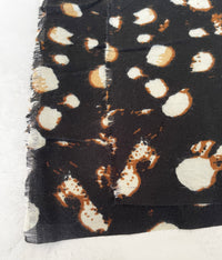 LARGE BLACK WOOL SPOTTY LEOPARD PRINT SCARF