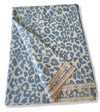 LARGE BLUE LEOPARD PRINT REVERSIBLE WINTER SHAWL BLANKET SCARF