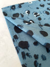 LARGE BLUE WOOL SPOTTY LEOPARD PRINT SCARF