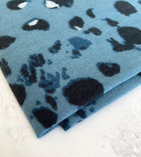 LARGE BLUE WOOL SPOTTY LEOPARD PRINT SCARF