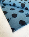 LARGE BLUE WOOL SPOTTY LEOPARD PRINT SCARF