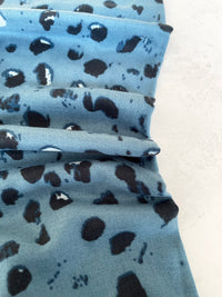 LARGE BLUE WOOL SPOTTY LEOPARD PRINT SCARF
