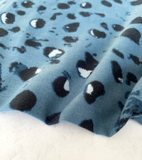 LARGE BLUE WOOL SPOTTY LEOPARD PRINT SCARF