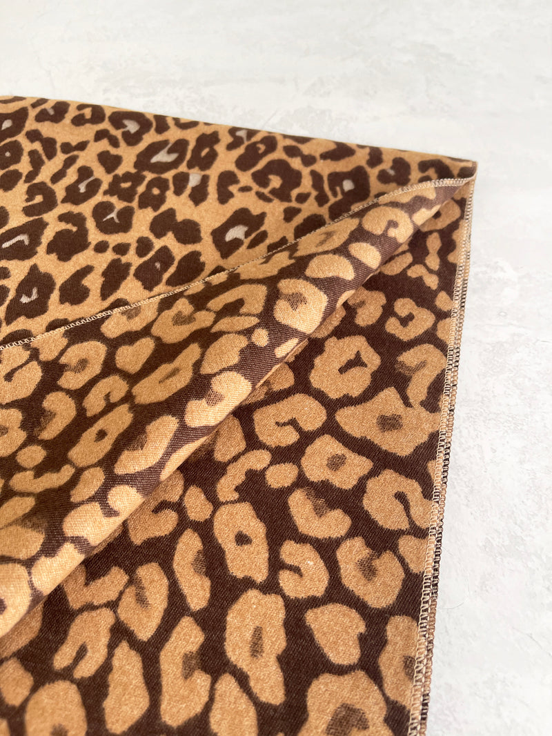 LARGE BROWN LEOPARD PRINT REVERSIBLE WINTER SHAWL BLANKET SCARF