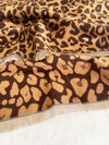 LARGE BROWN LEOPARD PRINT REVERSIBLE WINTER SHAWL BLANKET SCARF