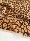 LARGE BROWN LEOPARD PRINT REVERSIBLE WINTER SHAWL BLANKET SCARF
