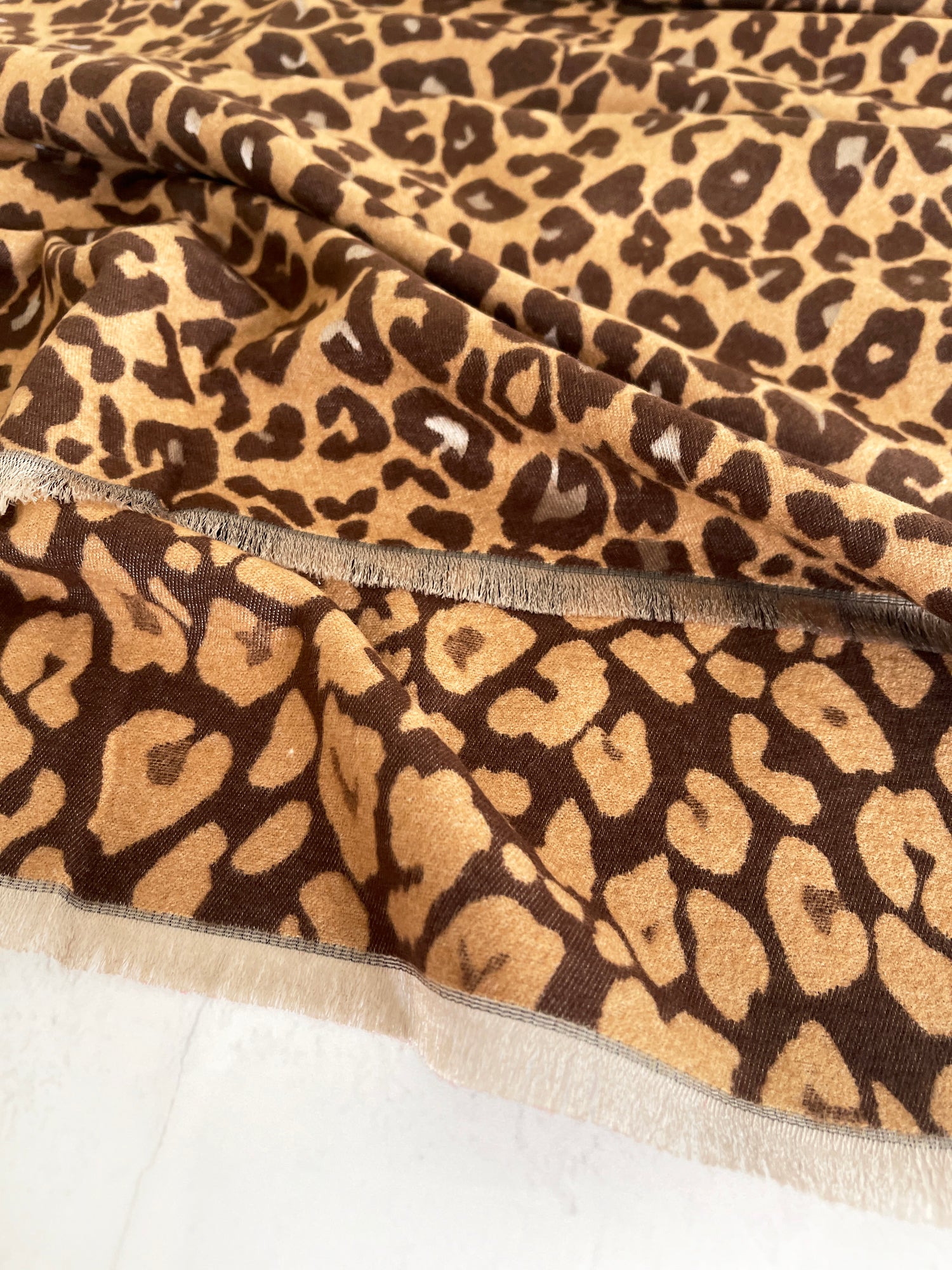 LARGE BROWN LEOPARD PRINT REVERSIBLE WINTER SHAWL BLANKET SCARF