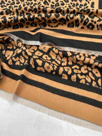 LARGE BROWN TAN LEOPARD PRINT REVERSIBLE WINTER SHAWL BLANKET SCARF