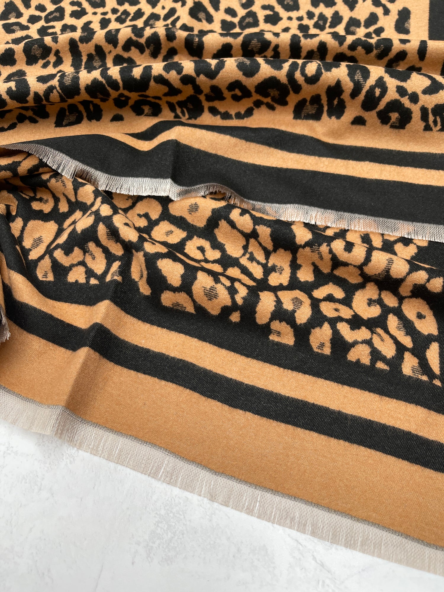 LARGE BROWN TAN LEOPARD PRINT REVERSIBLE WINTER SHAWL BLANKET SCARF