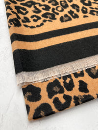 LARGE BROWN TAN LEOPARD PRINT REVERSIBLE WINTER SHAWL BLANKET SCARF
