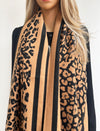 LARGE BROWN TAN LEOPARD PRINT REVERSIBLE WINTER SHAWL BLANKET SCARF