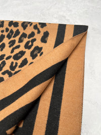 LARGE BROWN TAN LEOPARD PRINT REVERSIBLE WINTER SHAWL BLANKET SCARF