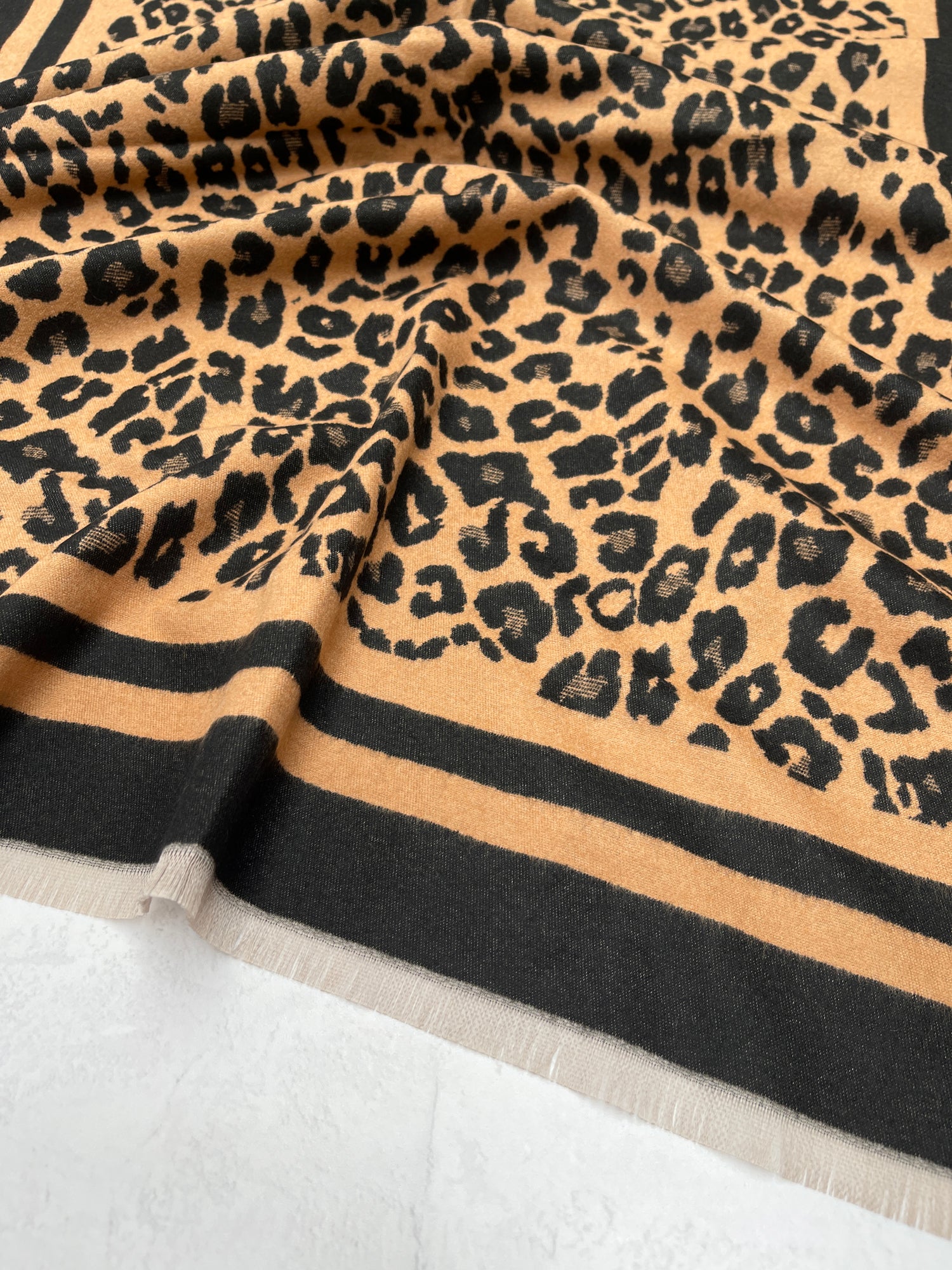 LARGE BROWN TAN LEOPARD PRINT REVERSIBLE WINTER SHAWL BLANKET SCARF