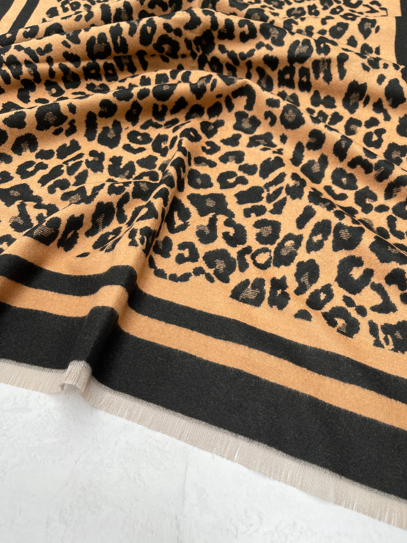 LARGE BROWN TAN LEOPARD PRINT REVERSIBLE WINTER SHAWL BLANKET SCARF