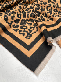 LARGE BROWN TAN LEOPARD PRINT REVERSIBLE WINTER SHAWL BLANKET SCARF
