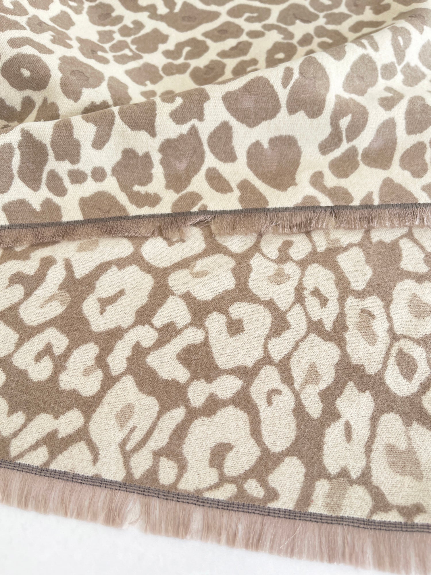 LARGE CREAM LEOPARD PRINT REVERSIBLE WINTER SHAWL BLANKET SCARF