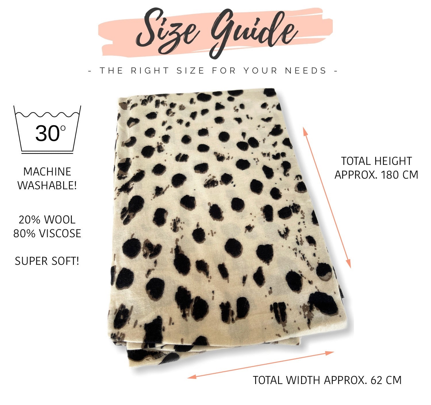 LARGE CREAM WOOL SPOTTY LEOPARD PRINT SCARF