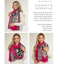 LARGE FUCHSIA PINK TIGER AND LEOPARD PRINT SHAWL SCARF