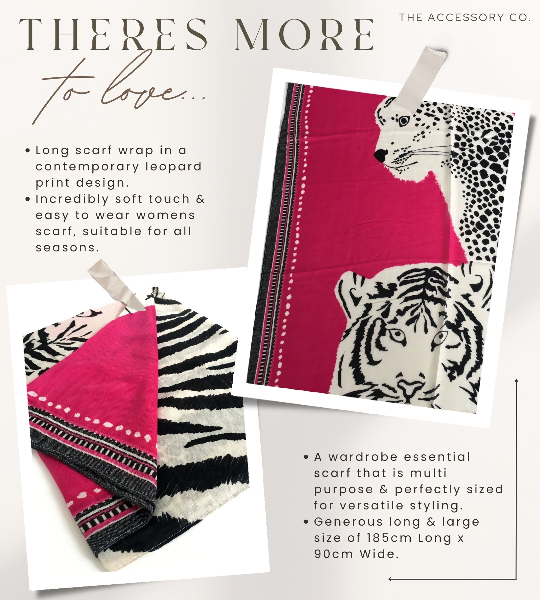 LARGE FUCHSIA PINK TIGER AND LEOPARD PRINT SHAWL SCARF