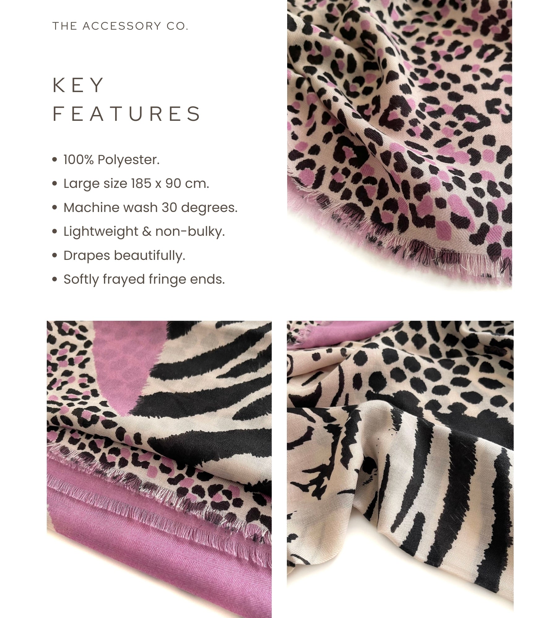 LARGE LILAC TIGER AND LEOPARD PRINT SHAWL SCARF