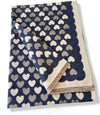 LARGE NAVY BLUE HEART PRINT REVERSIBLE CASHMERE WINTER SHAWL BLANKET SCARF