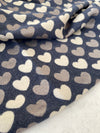 LARGE NAVY BLUE HEART PRINT REVERSIBLE CASHMERE WINTER SHAWL BLANKET SCARF
