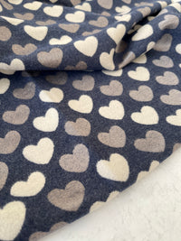 LARGE NAVY BLUE HEART PRINT REVERSIBLE CASHMERE WINTER SHAWL BLANKET SCARF