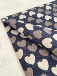 LARGE NAVY BLUE HEART PRINT REVERSIBLE CASHMERE WINTER SHAWL BLANKET SCARF