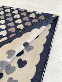 LARGE NAVY BLUE HEART PRINT REVERSIBLE CASHMERE WINTER SHAWL BLANKET SCARF