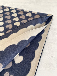 LARGE NAVY BLUE HEART PRINT REVERSIBLE CASHMERE WINTER SHAWL BLANKET SCARF