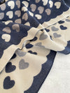 LARGE NAVY BLUE HEART PRINT REVERSIBLE CASHMERE WINTER SHAWL BLANKET SCARF