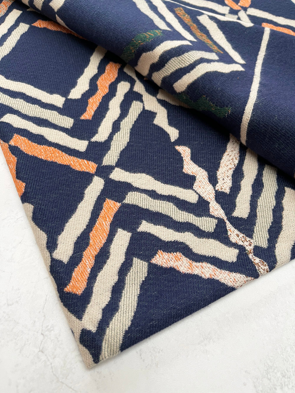 LARGE NAVY BLUE RETRO PRINT REVERSIBLE WOOL WINTER SHAWL BLANKET SCARF