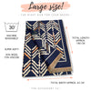 LARGE NAVY BLUE RETRO PRINT REVERSIBLE WOOL WINTER SHAWL BLANKET SCARF