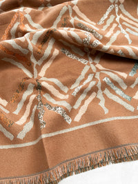 LARGE NUDE RETRO PRINT REVERSIBLE WOOL WINTER SHAWL BLANKET SCARF