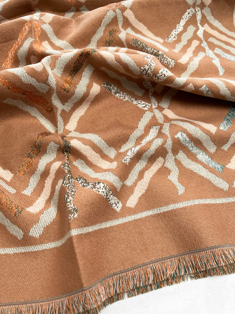LARGE NUDE RETRO PRINT REVERSIBLE WOOL WINTER SHAWL BLANKET SCARF
