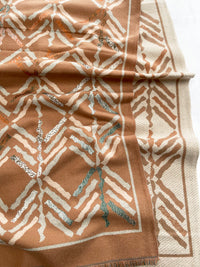 LARGE NUDE RETRO PRINT REVERSIBLE WOOL WINTER SHAWL BLANKET SCARF