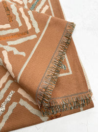 LARGE NUDE RETRO PRINT REVERSIBLE WOOL WINTER SHAWL BLANKET SCARF
