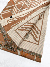 LARGE NUDE RETRO PRINT REVERSIBLE WOOL WINTER SHAWL BLANKET SCARF