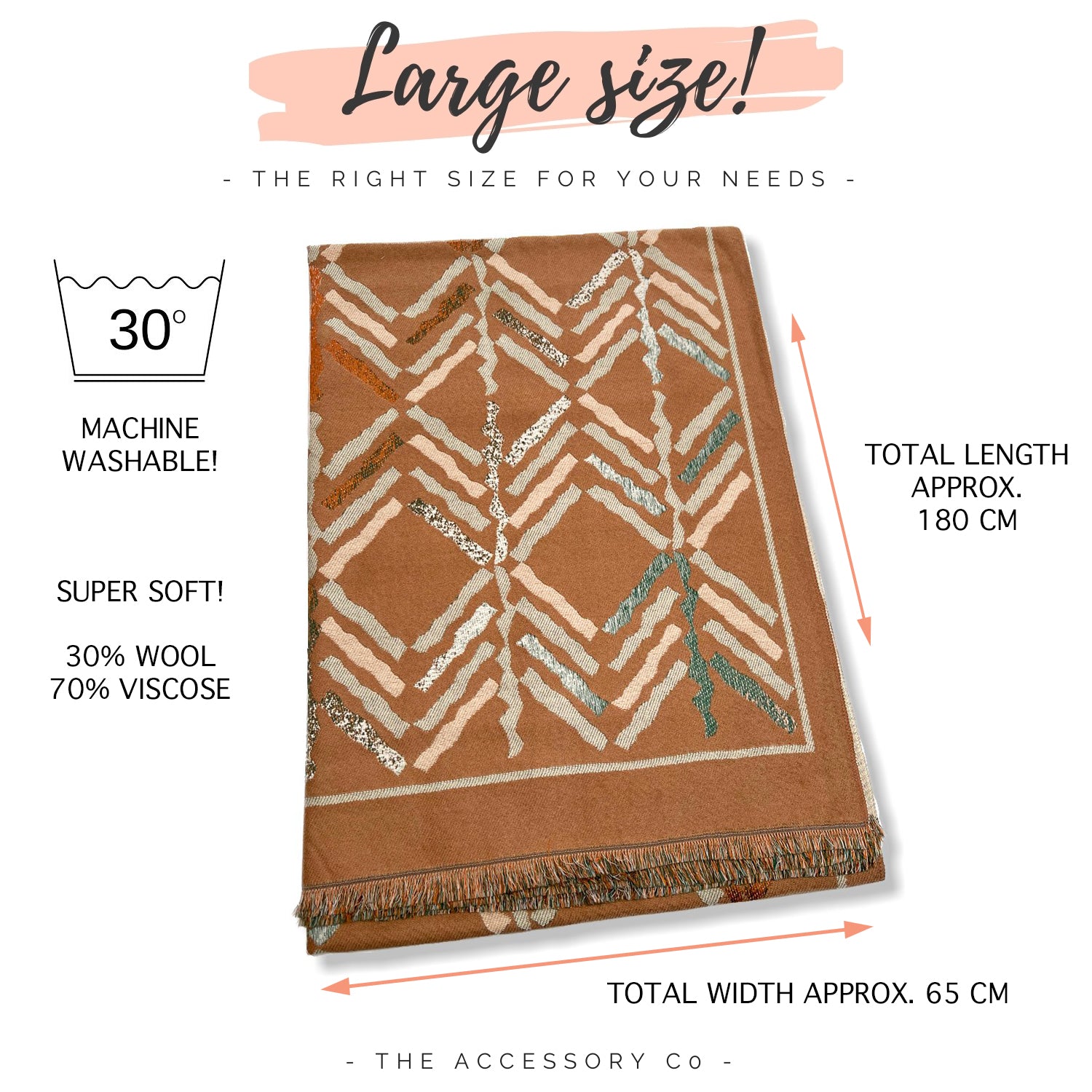 LARGE NUDE RETRO PRINT REVERSIBLE WOOL WINTER SHAWL BLANKET SCARF